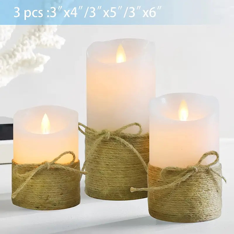 Flameless LED Flickering Candles- Set of 3