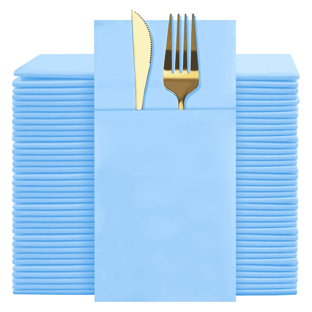 Blue Prefolded Dinner Napkins - 50 Pack
