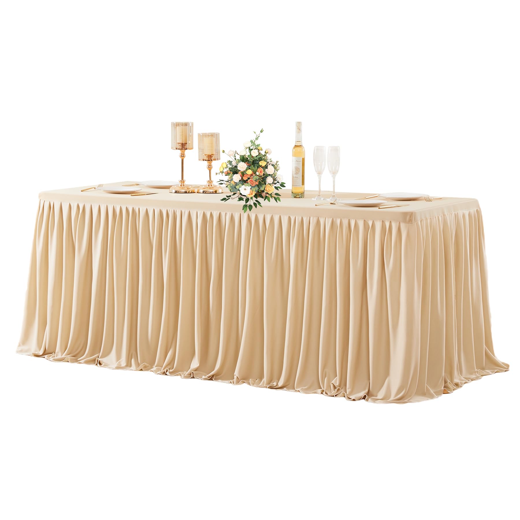 Champagne Fitted Tablecloth for 8-Foot Tables