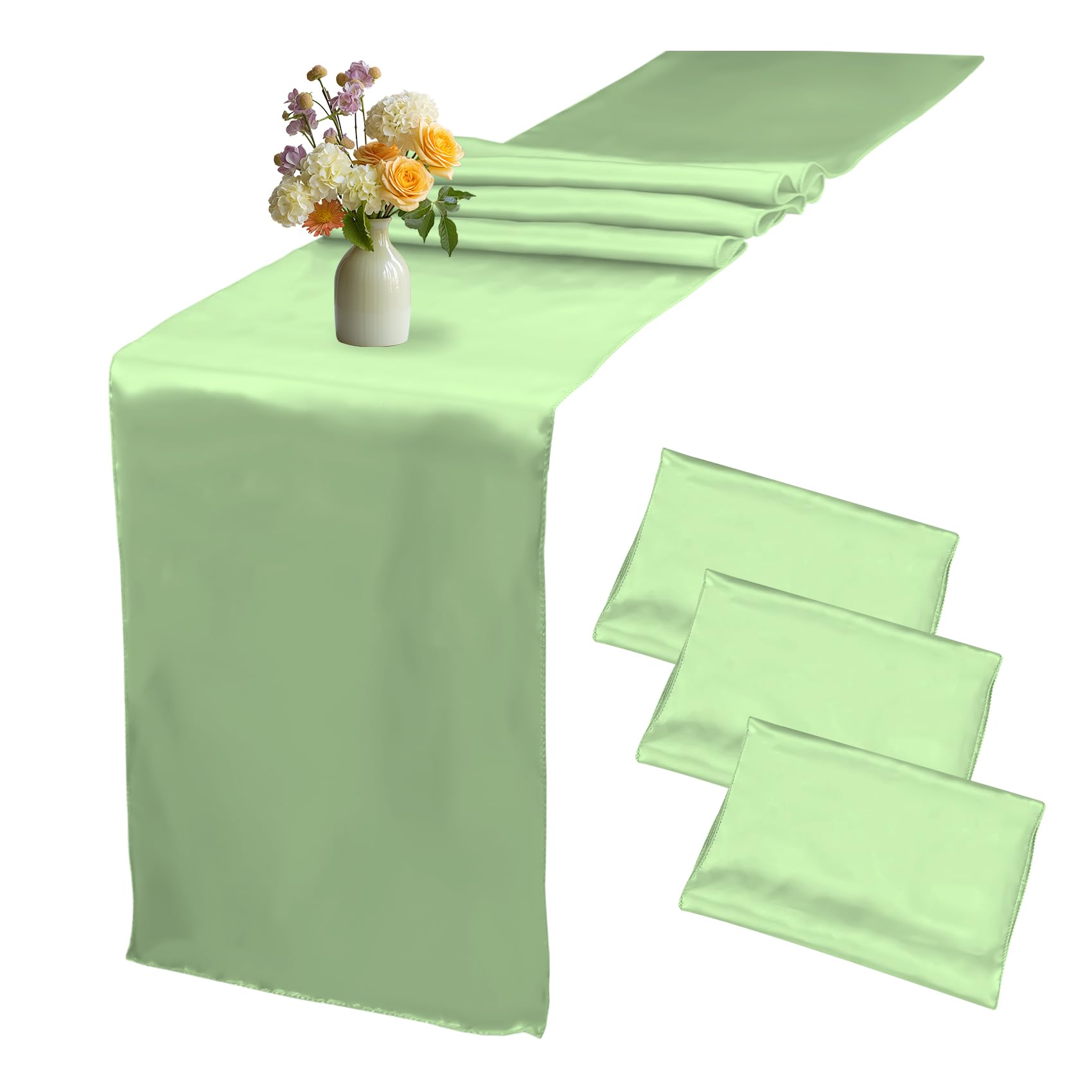 Green Satin Table Runner 3 pack