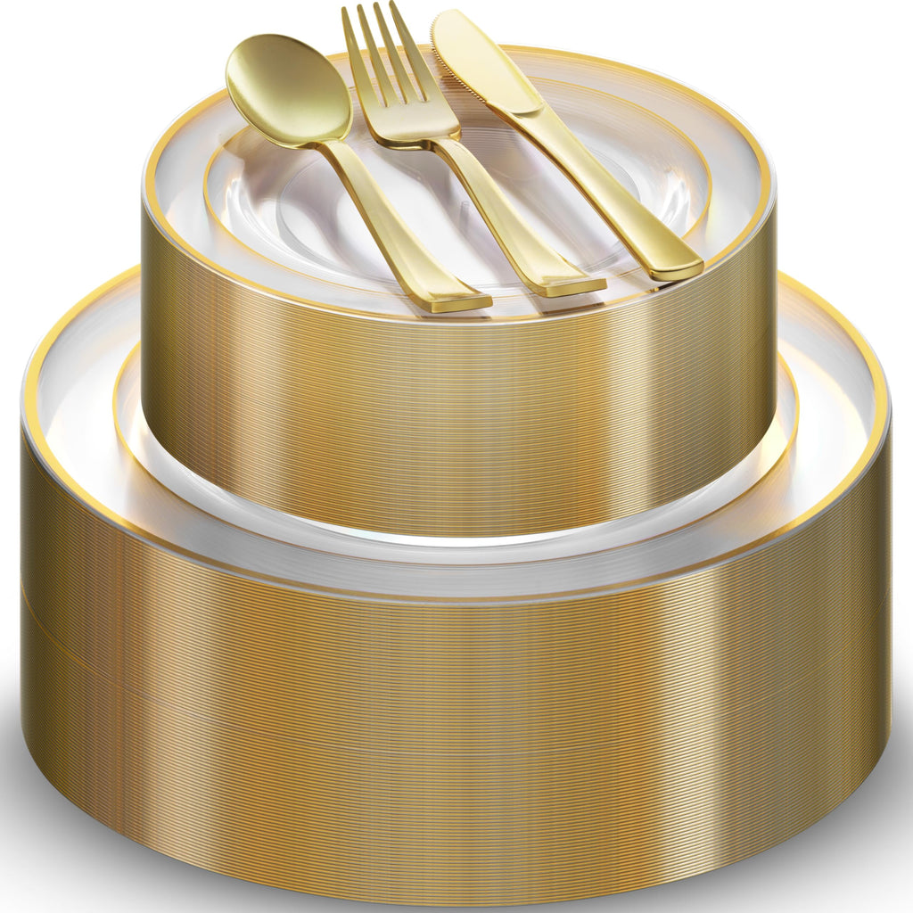 Golden 125-Piece Disposable Dinnerware Set