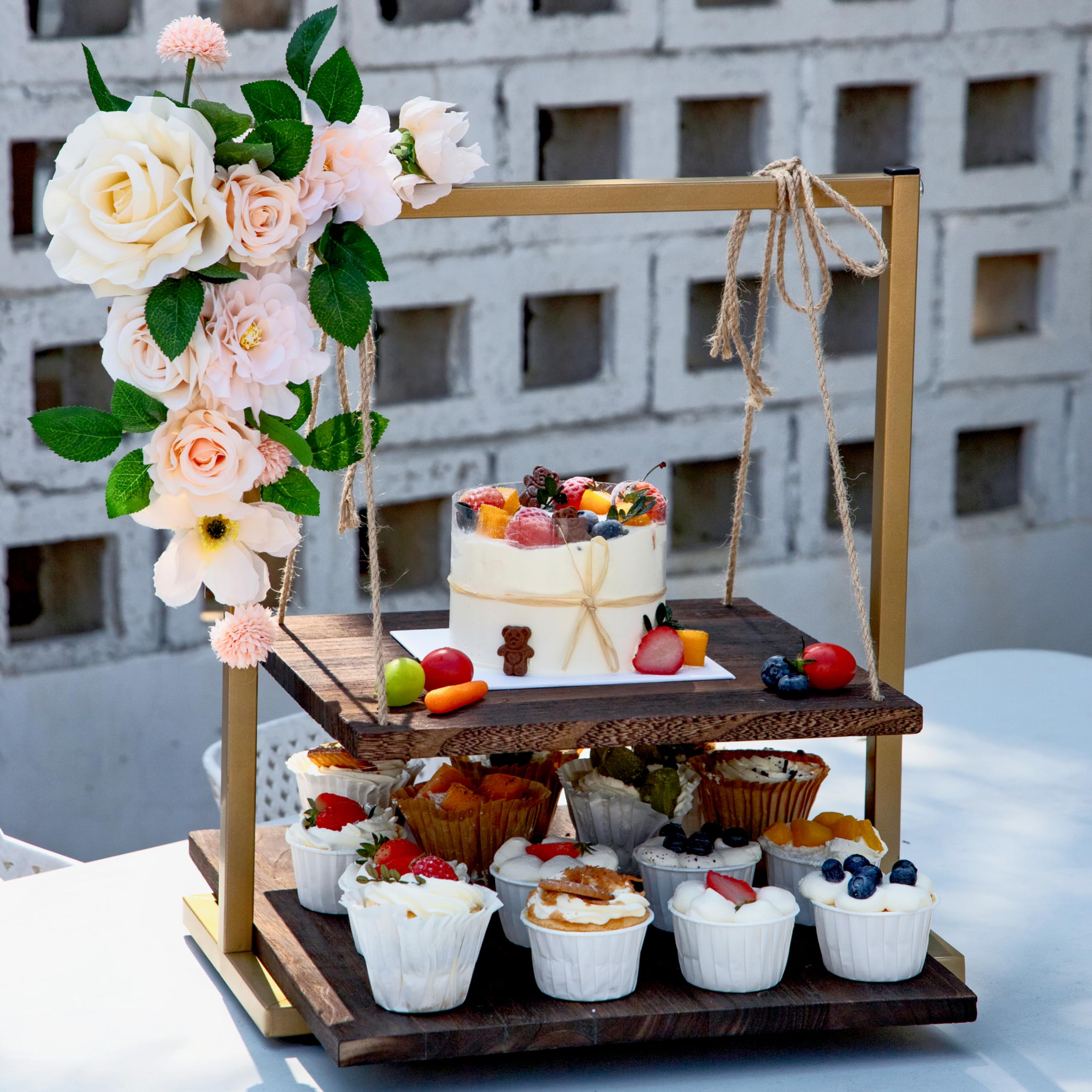 Rustic Chic Wooden Dessert Stand 2-tier