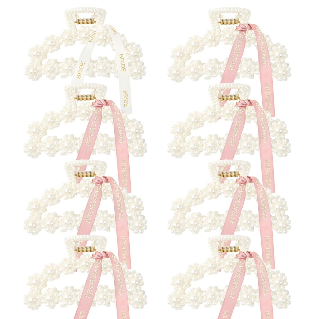 8-Piece Bridesmaid & Bride Pearl Hair Clip Set