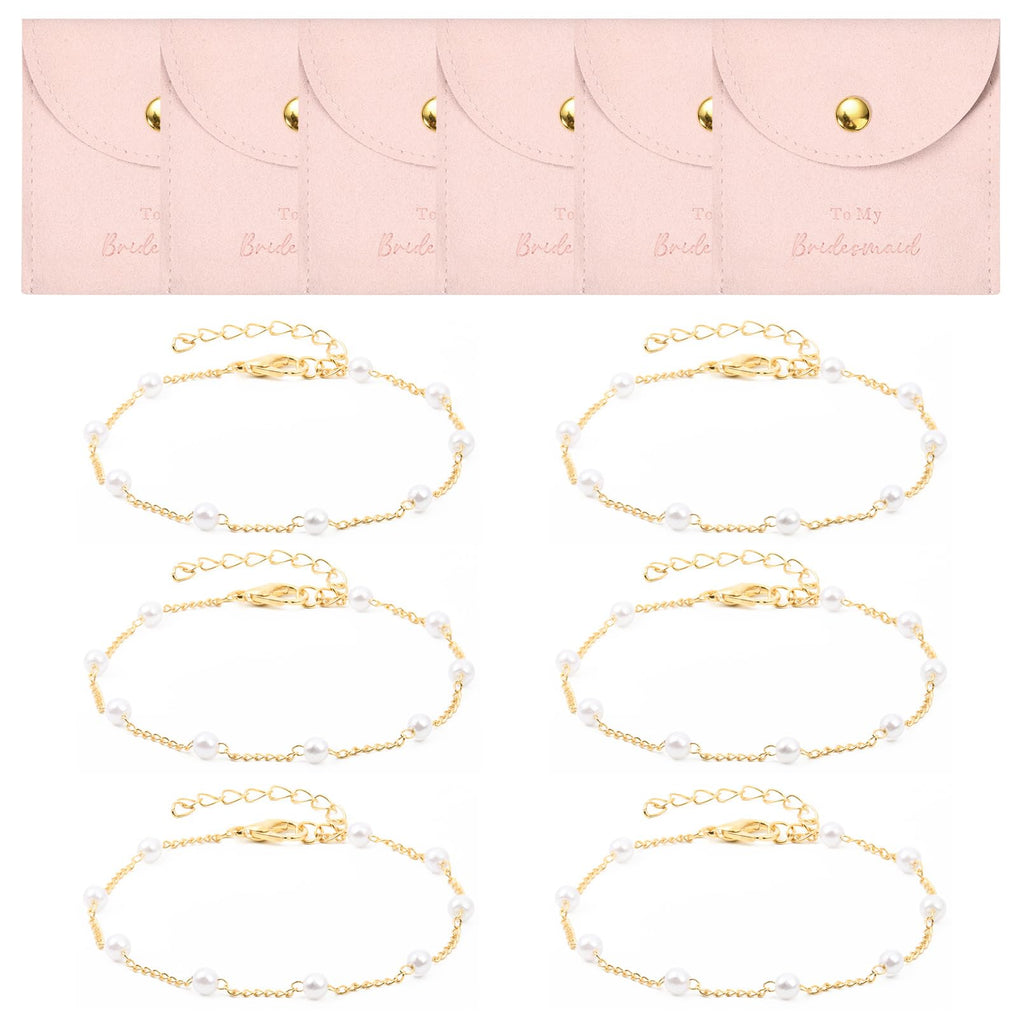 Bridesmaid Pearl Bracelet & Jewelry Bag Set