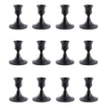 Metal Taper Candle Stick Holders Candlestick Holders- Set of 12 (Matte Black)