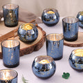Assorted Speckled Mercury Votive Candle Holders- Set of 12 (Blue)