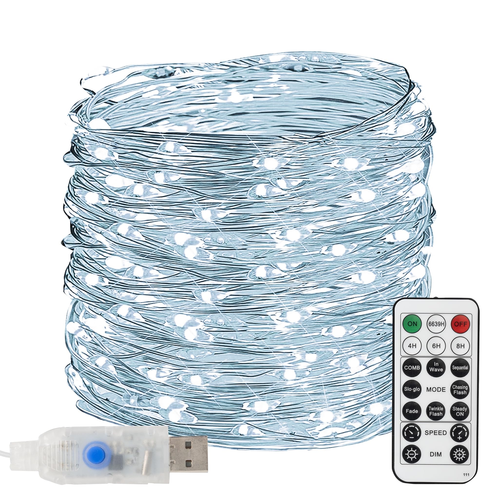 LED Fairy Lights- USB Plug In 66 FT (White)