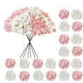 Cherica 20 Pcs White and Pink Hydrangea Artificial Flowers Bulk Faux Hydrangea Flowers Heads Artificial Fake Silk Hydrangea Flowers with Stems White Flowers Artificial for Decoration Wedding Décor
