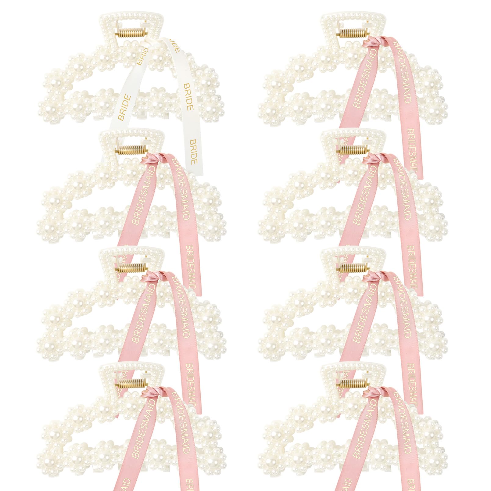 8-Piece Bridesmaid & Bride Pearl Hair Clip Set