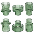 Taper Votive Candle Holders for Pillar Candles- Set of 6 (Green)