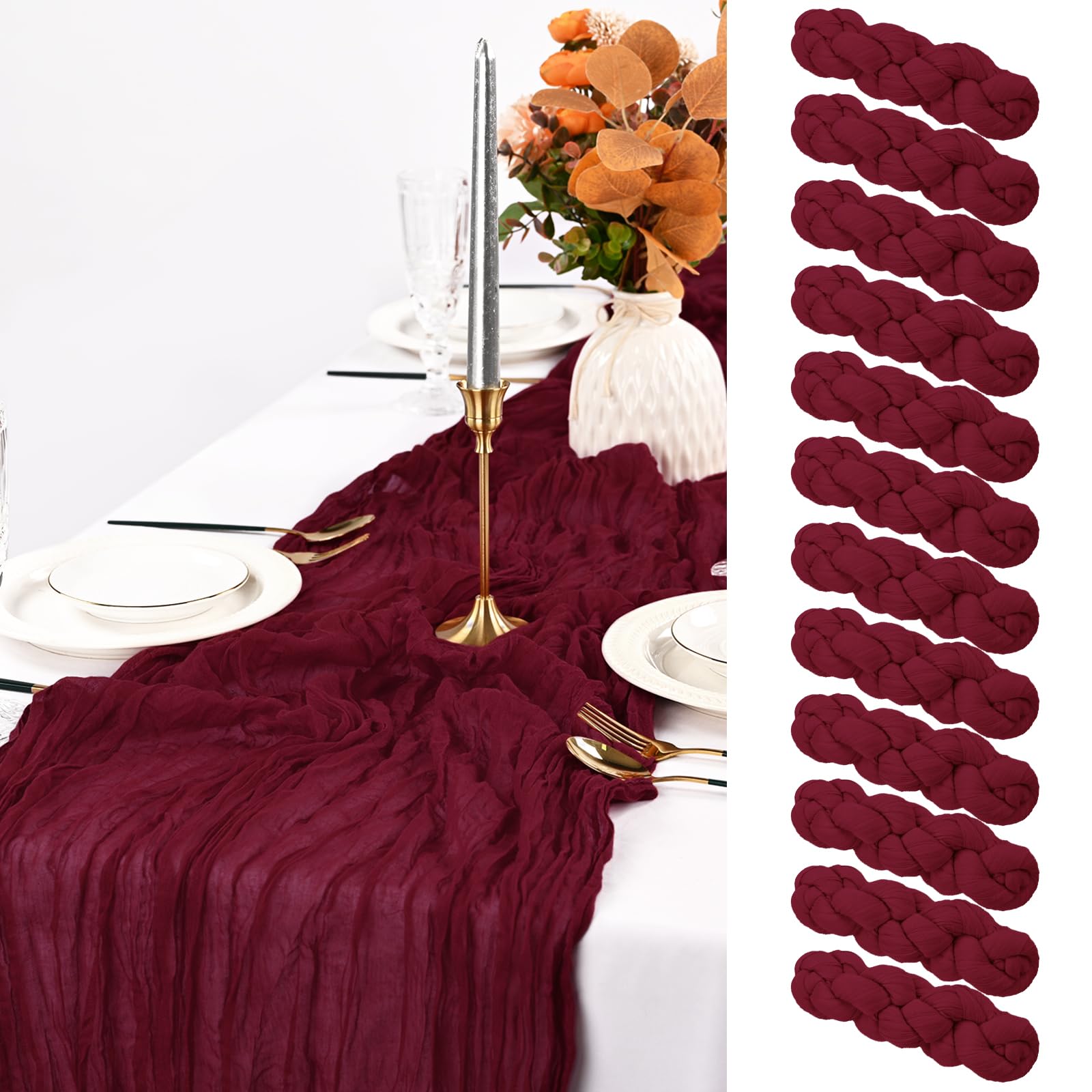 Burgundy Cheesecloth Runners 12 pack