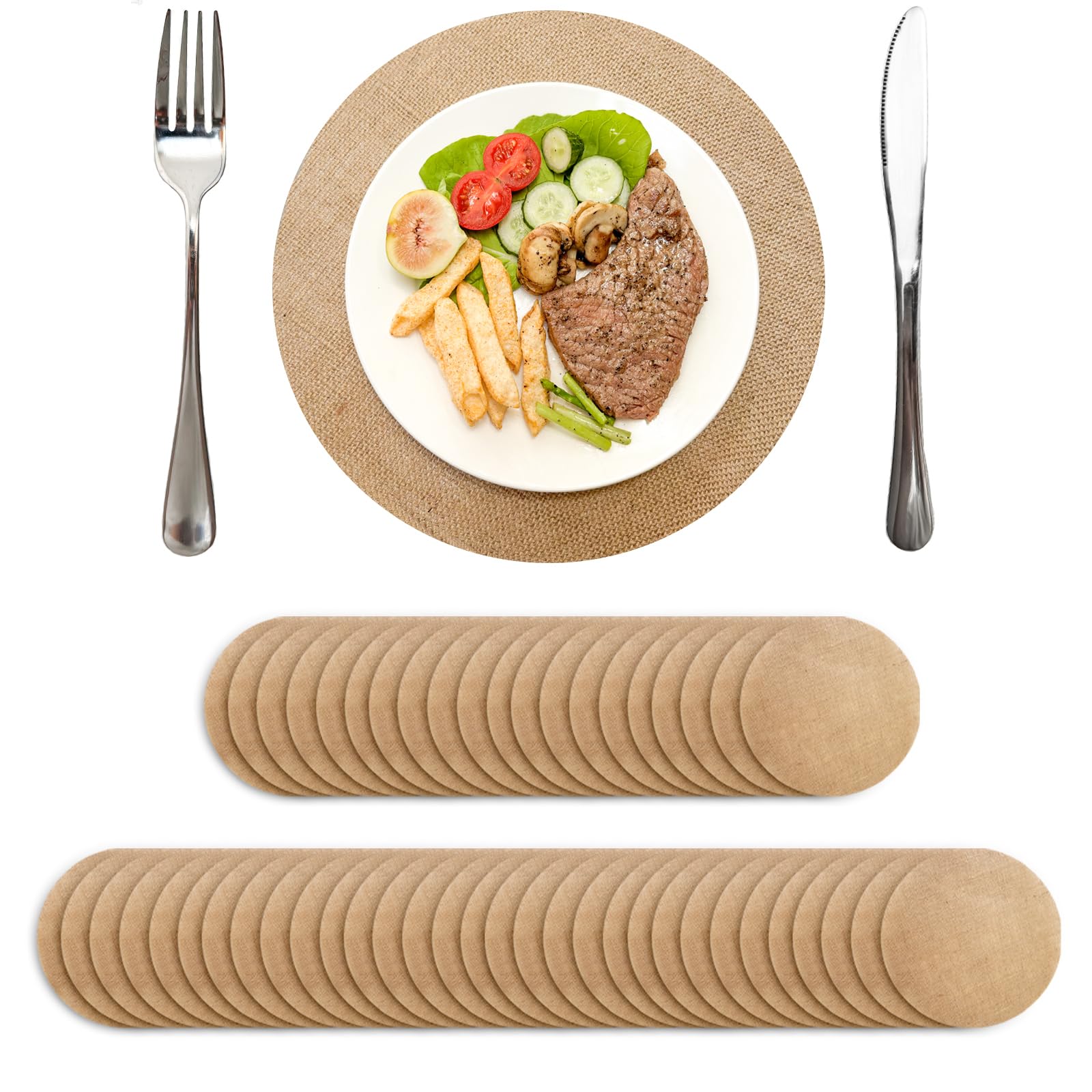 Rustic Burlap Circle Placemats Bulk 100-Pack