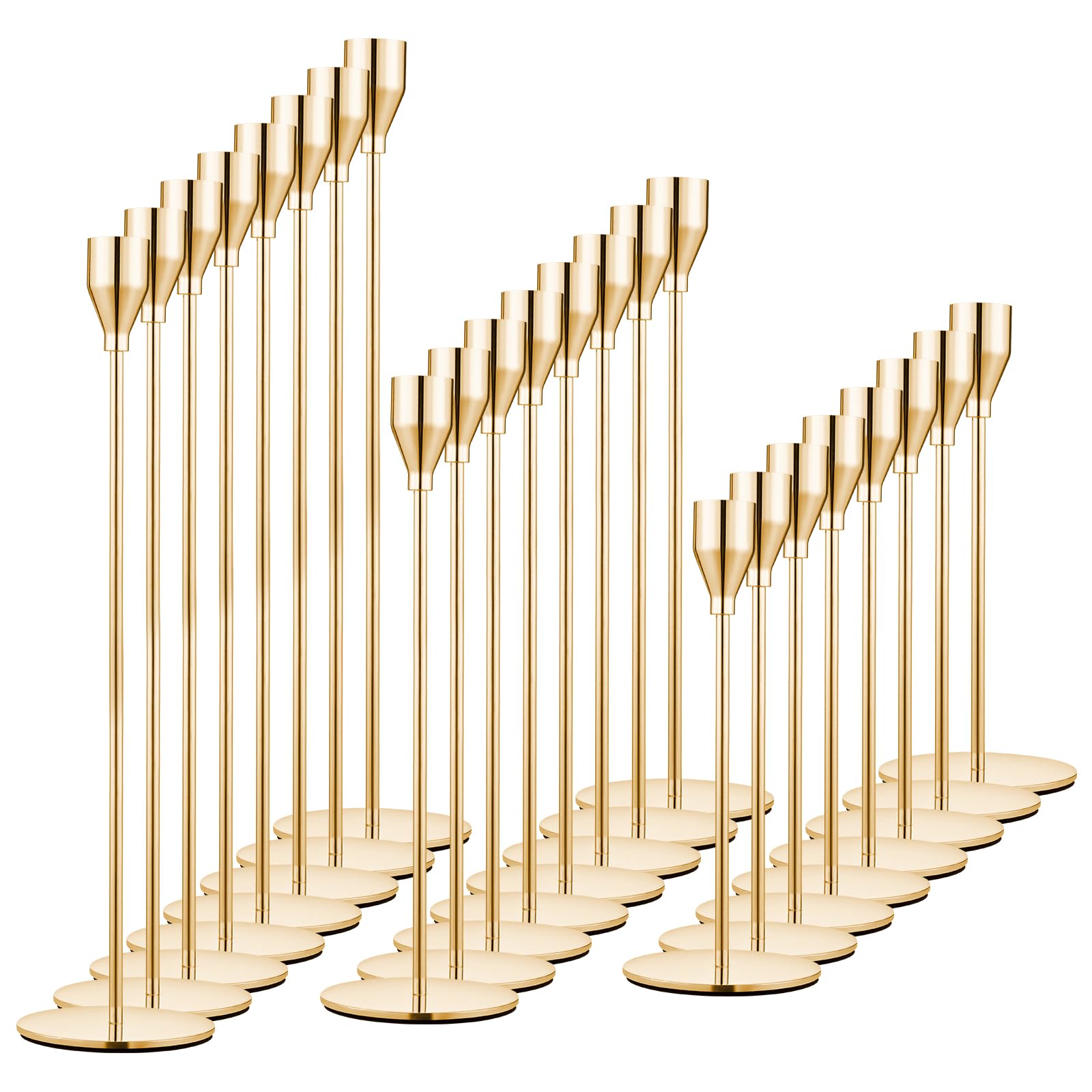 Gold Candle Holders for Taper Candles- Set of 24