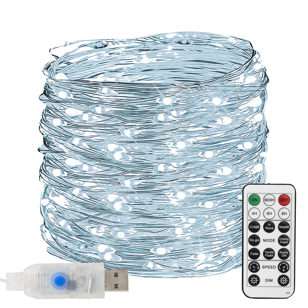 LED Fairy Lights- USB Plug In 66 FT (White)