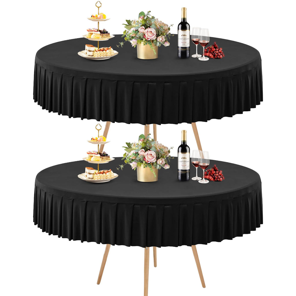 2-Pack Black Stretch Tablecloths for 60" Round Tables