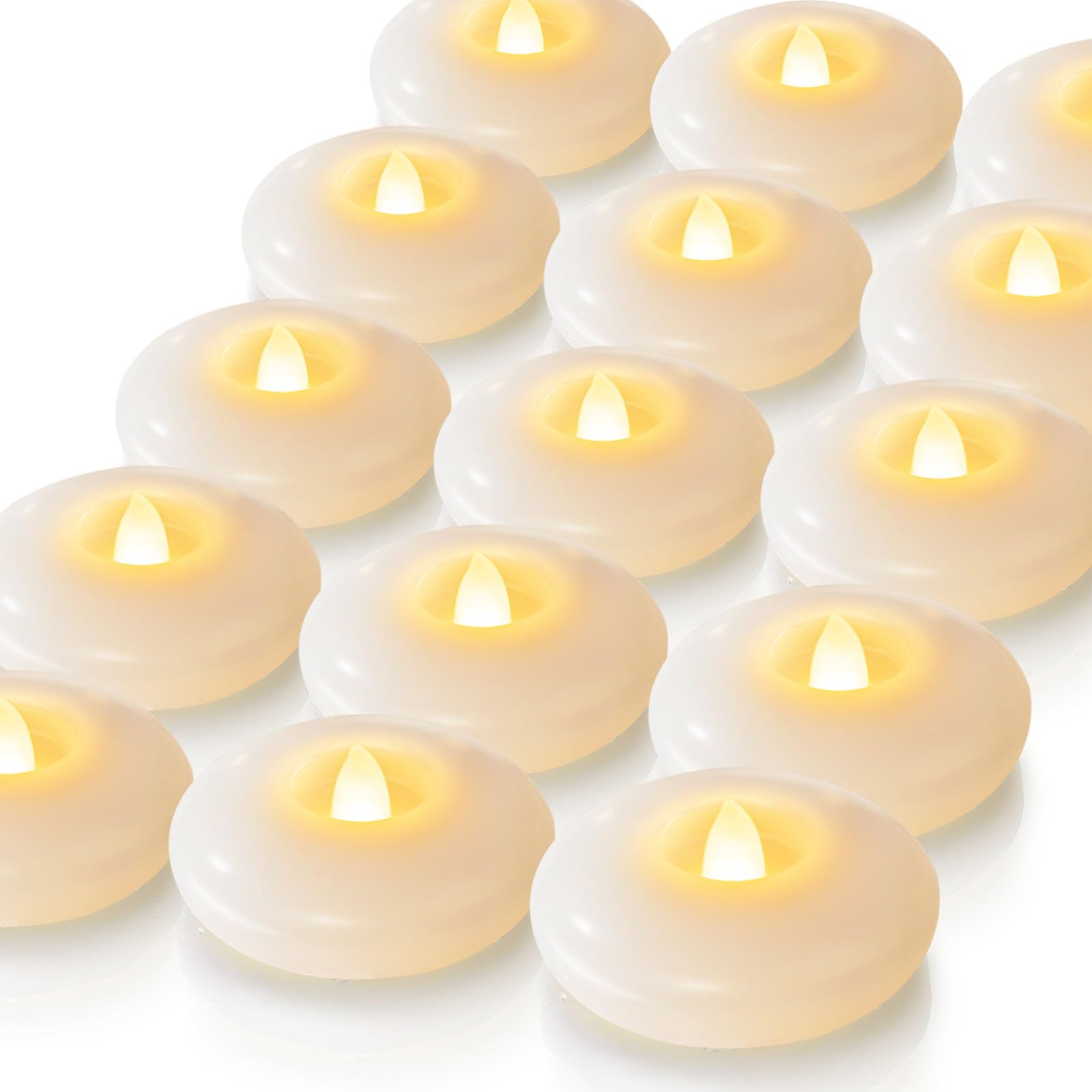 3” Flameless Led Floating Candles- 200 Hours 24 Pack (White)