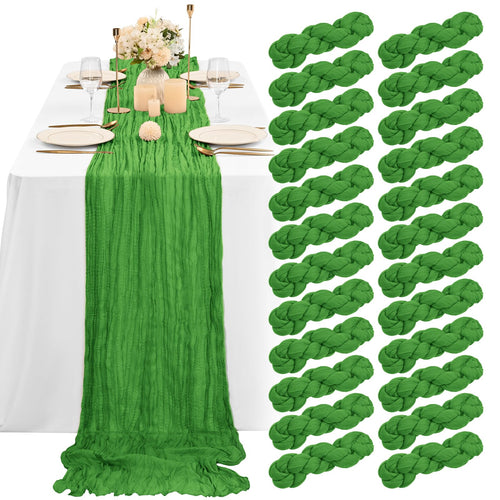 24-Pack Emerald Cheesecloth Table Runners 10ft